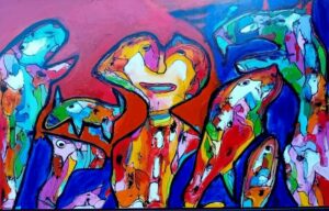 kong Hans og hans hjælpere.   160 x 100 cm.